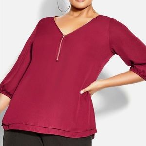 Women's Plus Size Sexy Fling Elbow Sleeve Top - sangria | CITY CHIC